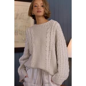 NEW STELLAH cable oversize pullover sweater in cream